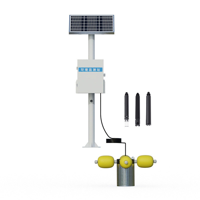 Water monitoring station is installed on the shore to monitor water quality