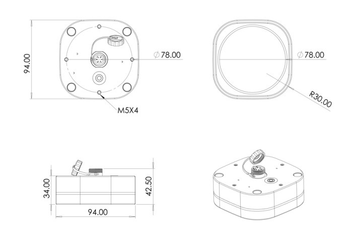 Radar water level sensor Dimensions
